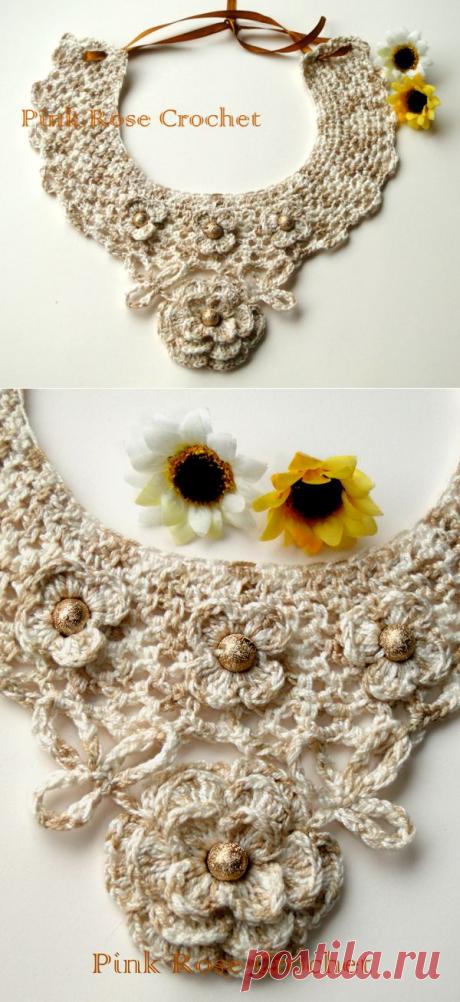 \ PINK ROSE CROCHET /: Gola Colar Renascença