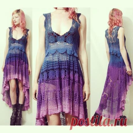 @cruxandcrow в Instagram: «Handmade and hand dyed crochet dress // available now #cruxandcrow #etsy #crochet #handmade #vintagelace #ooak»