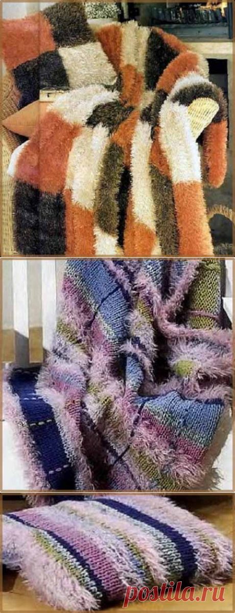 Пушистое вязаное покрывало спицами | Уют и тепло моего дома