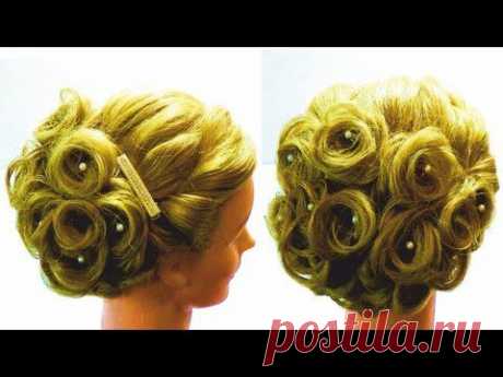 Прическа на свадьбу на средние волосы.Wedding hairstyle  for medium hair - YouTube