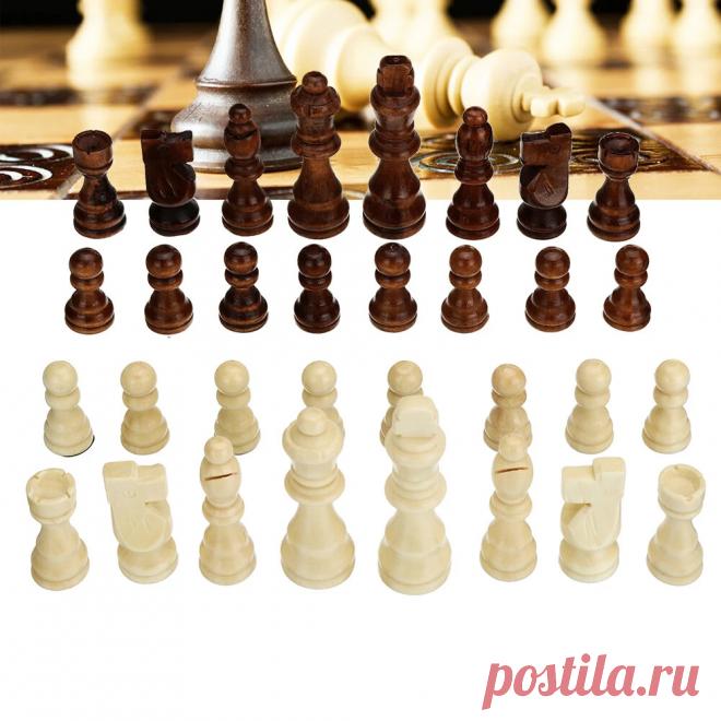 32pcs wooden chess hand crafted 77mm king chess family kids game home outdoor children toy Sale - Banggood.com