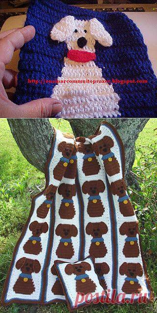 Как связать крючком апликацию "собачка". Короткий мастер класс.