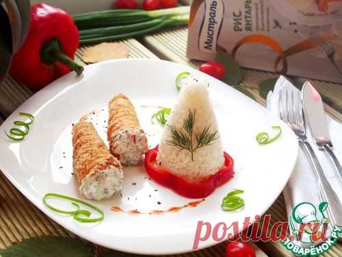 Куриные трубочки с начинкой и янтарным рисом