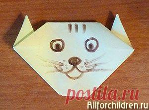 Оригами "Кошка" :: Поделки для детей. Оригами