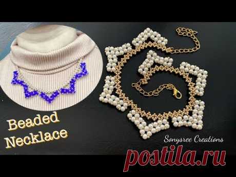 Pearl Beaded Necklace || Bicone Necklace || How to make Beaded jewelry