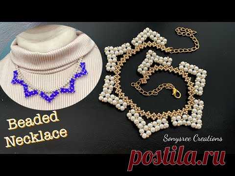 Pearl Beaded Necklace || Bicone Necklace || How to make Beaded jewelry