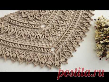 Эта шаль ослепительна  🤩 тюльпаны крючком треугольник вязание шали спицами | техника вязания спицами