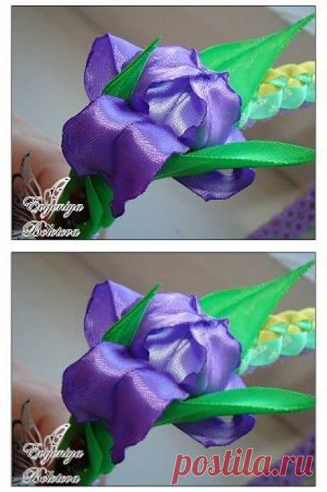 Цветок ириса из лент - Ярмарка Мастеров - ручная работа, handmade