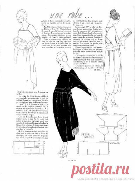 1920s dress pattern -- there are a bunch of other patterns (all in French) following the link | MOLDES ROPA Y OTROS | 1920s Dress Pattern, 1920s an…