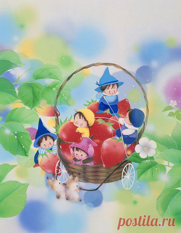 Фея и кролик клубника охота пять иллюстраций животных