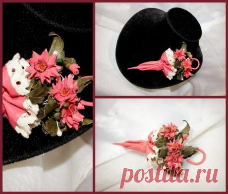 Еще одна брошка-зонтик из натуральной кожи. Думала все, ан-нет, завалилась еще одна)))