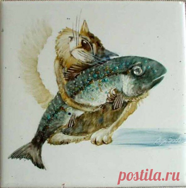 У них все, как у людей | Коты художника Анатолия Ярышкина | 