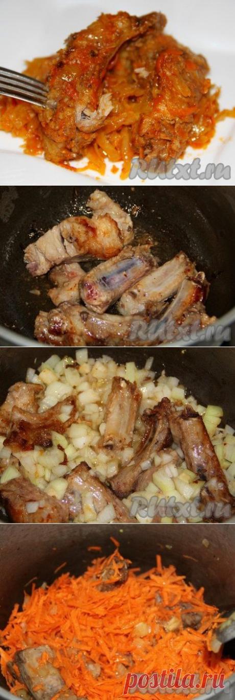 Тушеная капуста с ребрышками