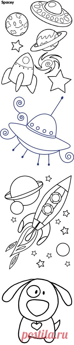 (161) Digital Stamp - Space Rocket Spaceship - Printable Line Art for Card & Craft Supply. Digital image. Clipart Commercial Use