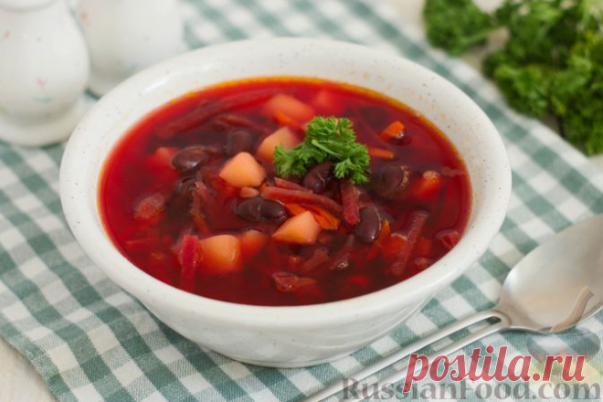 Рецепт: Горячий свекольник с фасолью на RussianFood.com