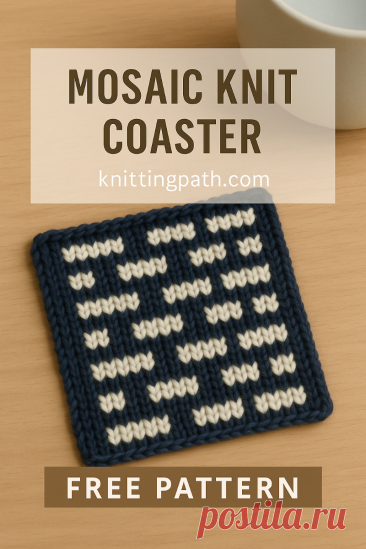 Mosaic Knit Coaster (Geometric Pattern)