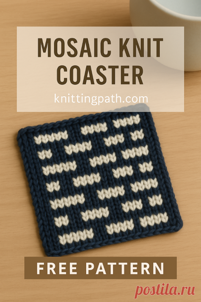 Mosaic Knit Coaster (Geometric Pattern)