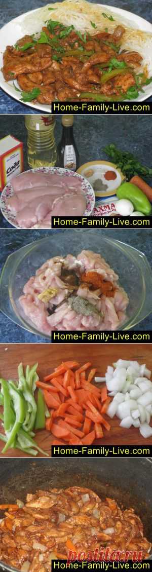 Курица по китайски - пошаговый фоторецепт - грудка с овощами тушеная