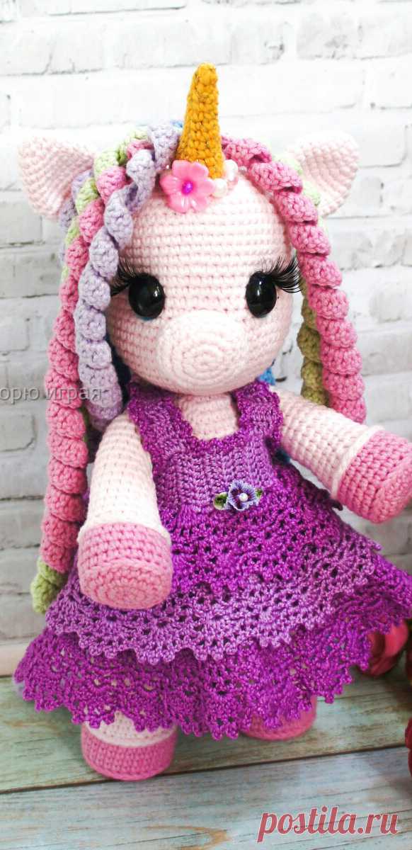 PDF Волшебная Единорожка крючком. FREE crochet pattern; Аmigurumi doll patterns. Амигуруми схемы и описания на русском. Вязаные игрушки и поделки своими руками #amimore - единорог, единорожка.