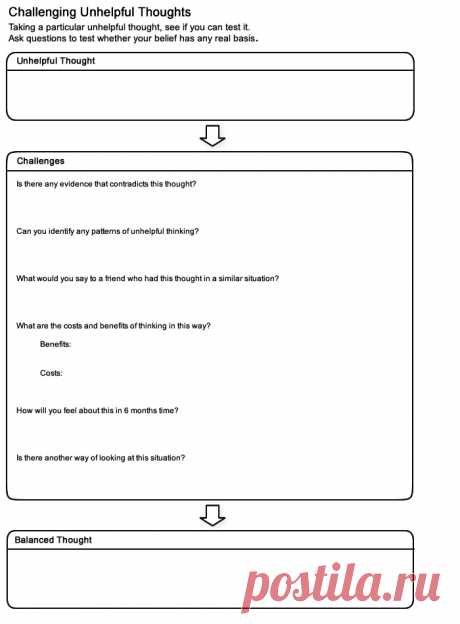 MOODJUICE - Challenging Thoughts Worksheet - Self-help Guide