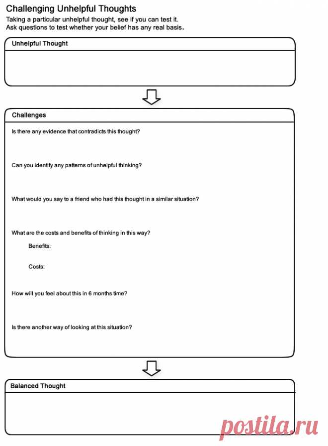 MOODJUICE - Challenging Thoughts Worksheet - Self-help Guide