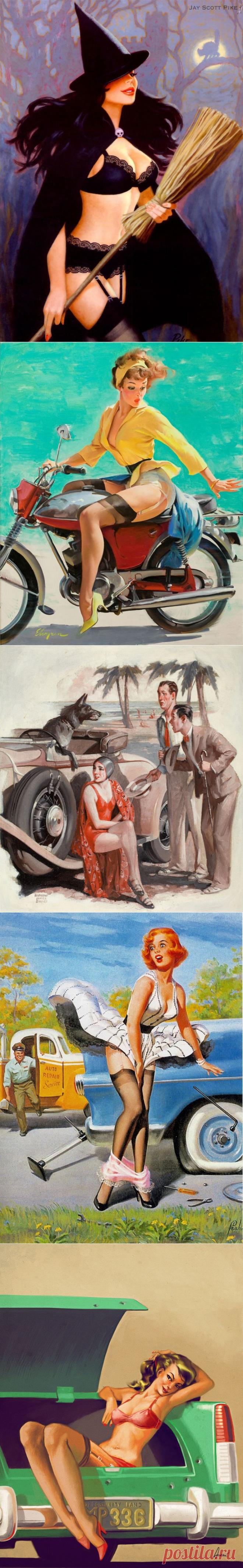 Красотки пин-ап и авто.