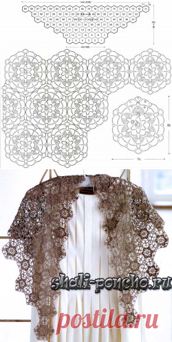 Кружевная шаль из мотивов
