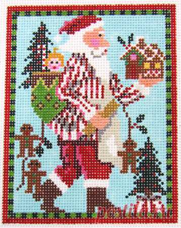 Kelly Clark Needlepoint - Mister Baker Claus - Needle Nook Mister Baker Claus (KC-KCN108) is one in the series of Santa needlepoint canvas designs by Kelly Clark Needlepoint available at the Needle Nook of La Jolla.