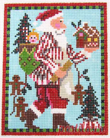 Kelly Clark Needlepoint - Mister Baker Claus - Needle Nook Mister Baker Claus (KC-KCN108) is one in the series of Santa needlepoint canvas designs by Kelly Clark Needlepoint available at the Needle Nook of La Jolla.