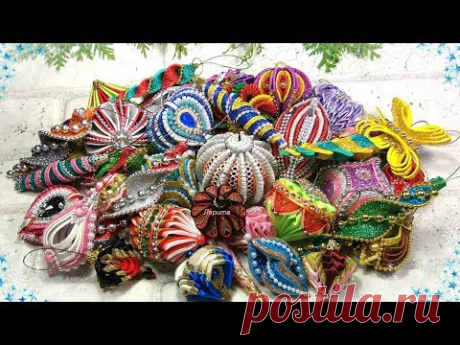 Мои новогодние мастер классы игрушки короны снежинки канзаши / diy christmas ornaments