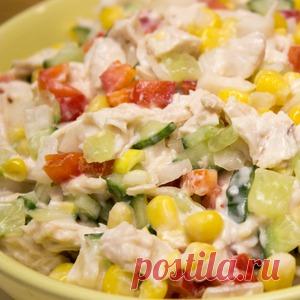 Салат с курицей и овощами «Калейдоскоп» - кулинарный рецепт