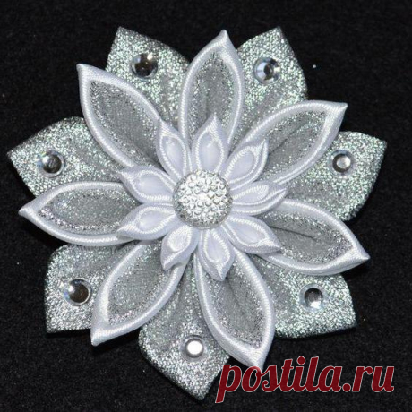 Белый бант канзаши из ленты: мастер-класс, фото
