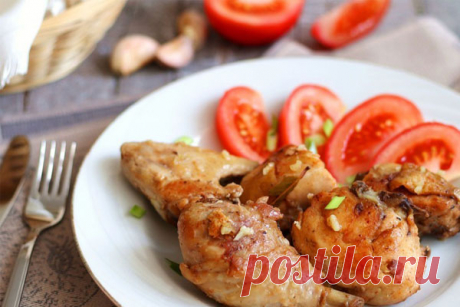 Жареная курица с чесночной заправкой