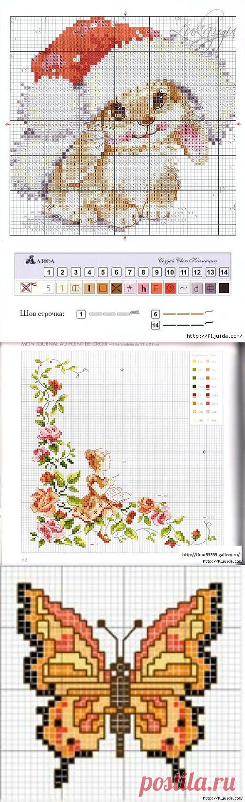 3 ч. Схемы для вышивки или филейного вязания..