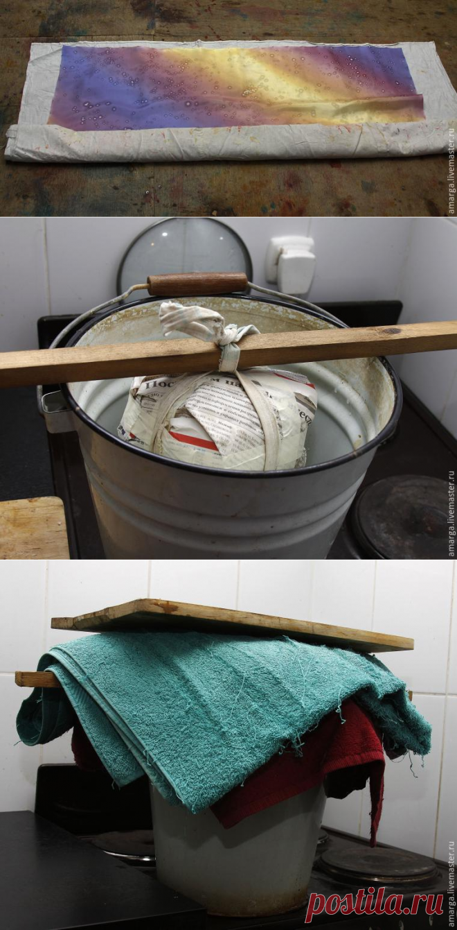 Закрепляем краски — запариваем батик в обычном ведре - Ярмарка Мастеров - ручная работа, handmade