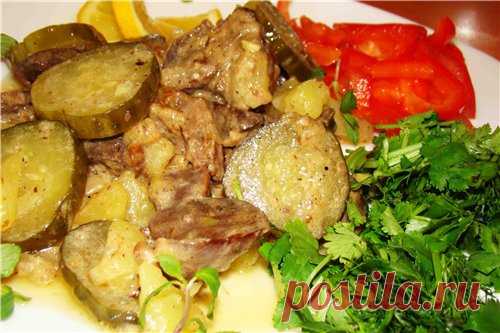 Потроха птицы с солеными огурцами