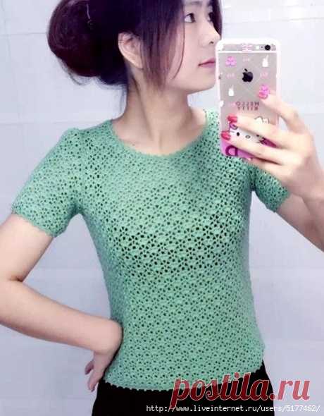 Ажурная кофточка крючком