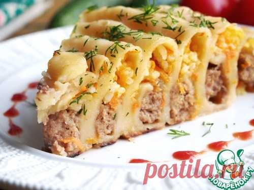 Пельменный пирог с двойной начинкой - кулинарный рецепт