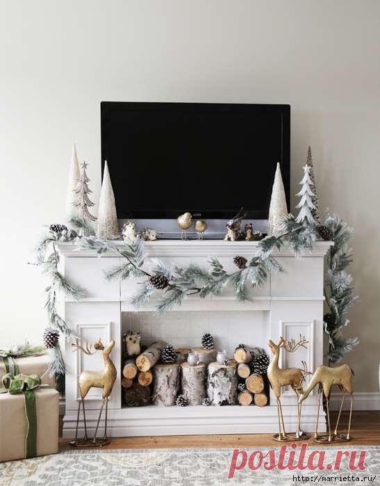Фальш-камин в новогоднем интерьере . Милая Я