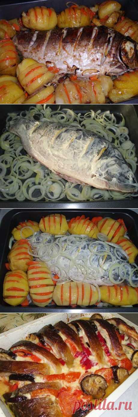 Карп с картошкой, запеченный в духовке