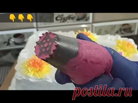ПОПРОБУЙТЕ🤗 сделать такие цветы!😲как ПРОСТО  и КРАСИВО украсить торт на юбилей 💐