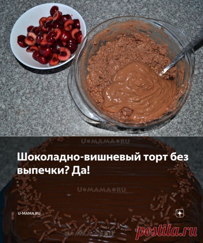 Шоколадно-вишневый торт без выпечки? Да! | U-mama.ru | Яндекс Дзен