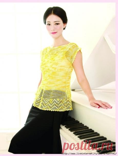 ЖЕЛТАЯ ТУНИКА ФИЛЕЙНЫМ УЗОРОМ