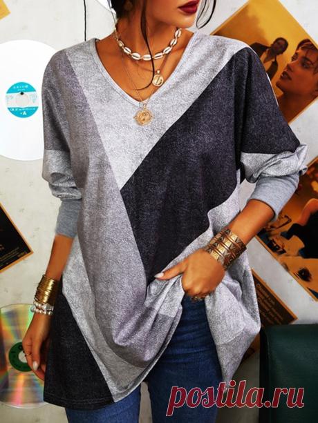 Casual Loosen V Neck Long Sleeve Shirts &amp; Tops - Cicicloth