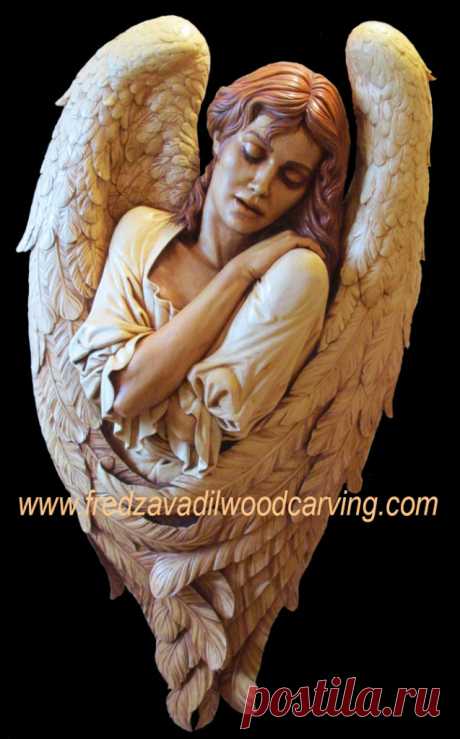 Angel-religious-relief-wood-carving-by-Fred-Zavadil | Custom Wood Carving and Sculpting by Fred Zavadil