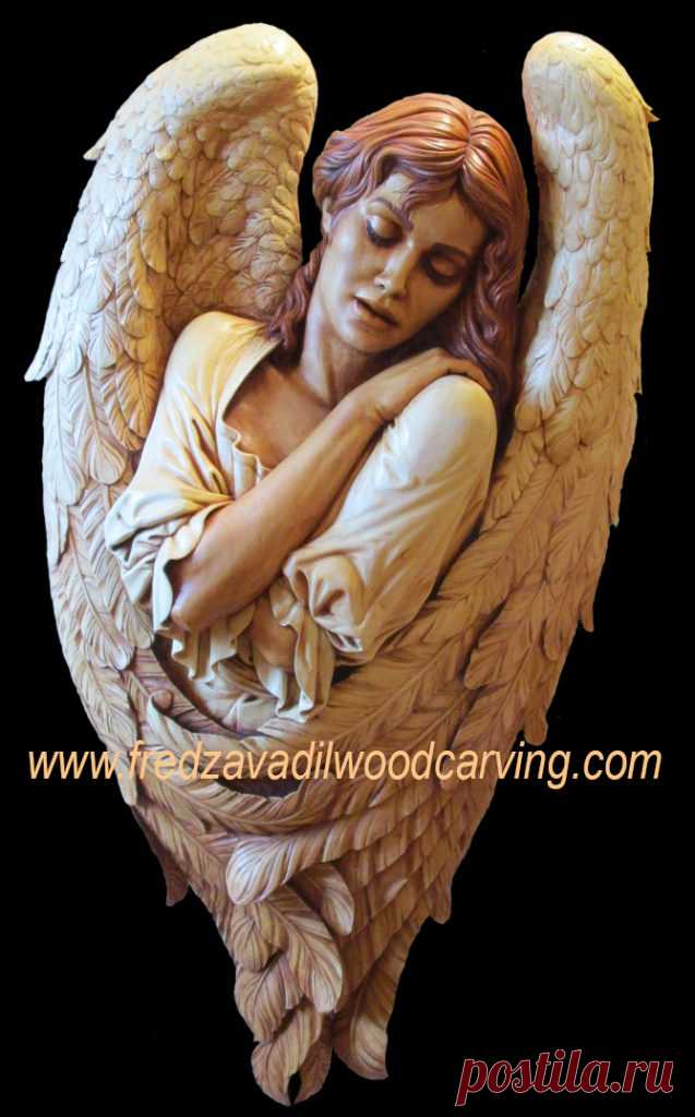 Angel-religious-relief-wood-carving-by-Fred-Zavadil | Custom Wood Carving and Sculpting by Fred Zavadil
