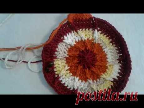 Берет из остатков пряжи .Takes crochet( #8)