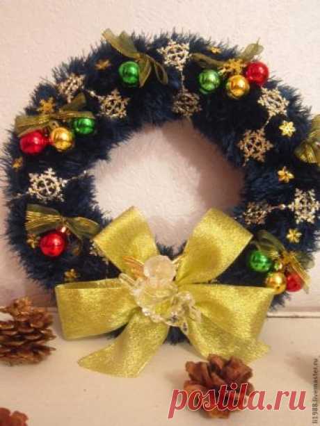 Вязаный Рождественский Венок – Ярмарка Мастеров