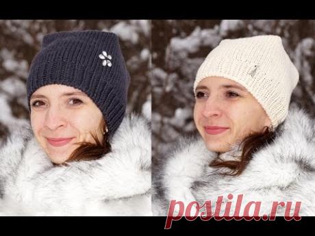 Вязание для начинающих. Простая шапка спицами по кругу. Шапка спицами / How to knit a hat