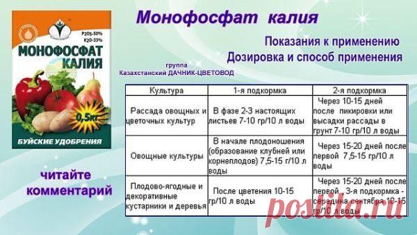 Монофосфат калия: инструкция по применению, состав удобрения